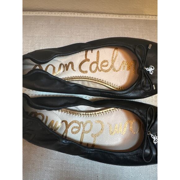 Sam Edelman Felicia Black Leather Cushioned Ballet Flats Size 9 - Picture 5 of 7